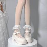 Gloss Silk Heart Lace Short Socks