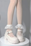 Gloss Silk Heart Lace Short Socks