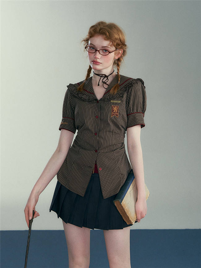 Kyouko & Harry Potter Co-signed Stripe Ruffle Collar Blouse Harry Potter Clothes