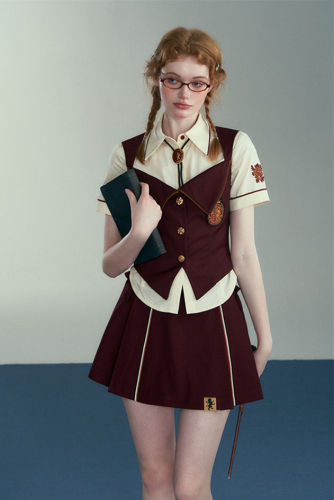 Kyouko & Harry Potter Co-signed College Style Skirt, Blouse and Vest