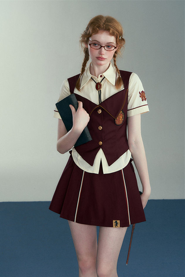 Kyouko & Harry Potter Co-signed College Style Skirt, Blouse and Vest Harry Potter Clothes
