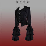 Antiqua Deus Regeneration Dark Black Gothic Lolita Skirt, Blouse, Corset and Train