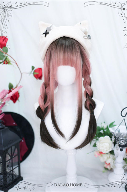 Dalao Home Natural Brown Pink Gradient Lolita Wig