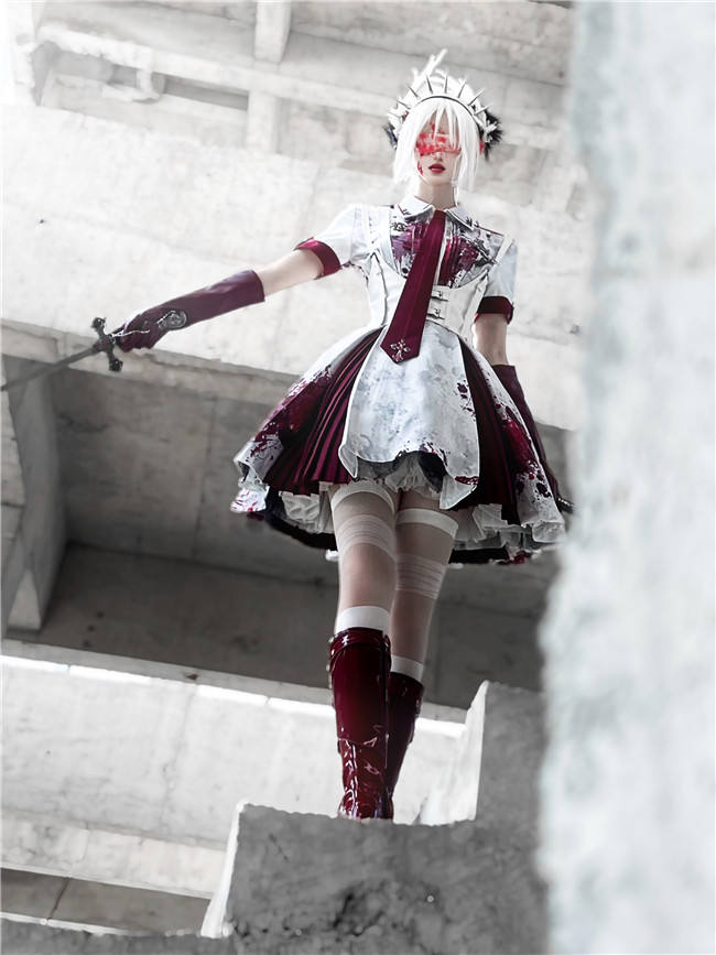 Your Highness Blood Rose Military Lolita Dress, Corset, Necktie and Medal
