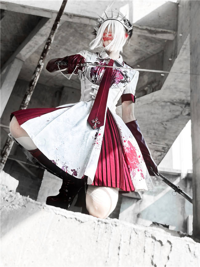 Your Highness Blood Rose Military Lolita Dress, Corset, Necktie and Medal