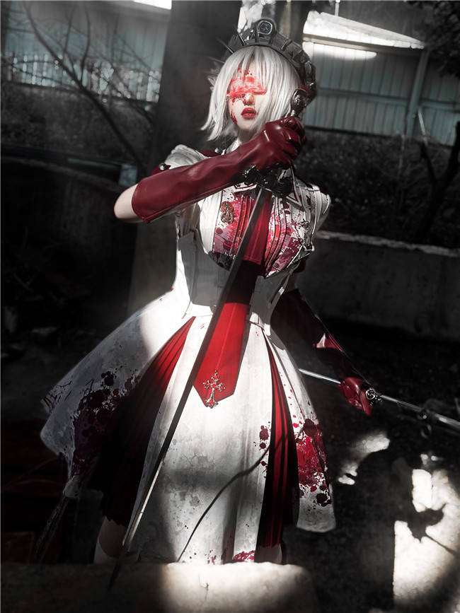 Your Highness Blood Rose Military Lolita Dress, Corset, Necktie and Medal