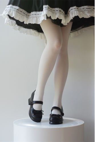 White and Black Unicolor Velvet Lolita Tights