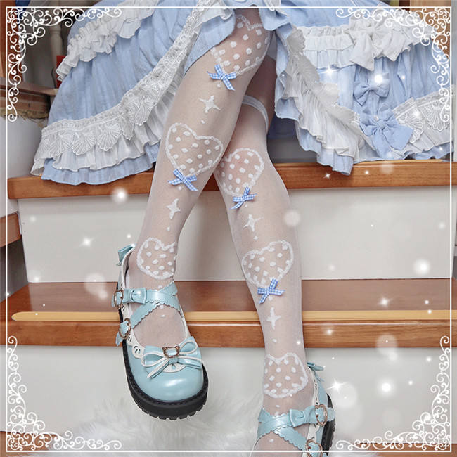 Sweet Heartbeat Glass Silk Lolita Socks