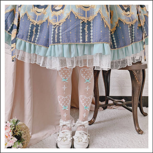 Sweet Heartbeat Glass Silk Lolita Socks