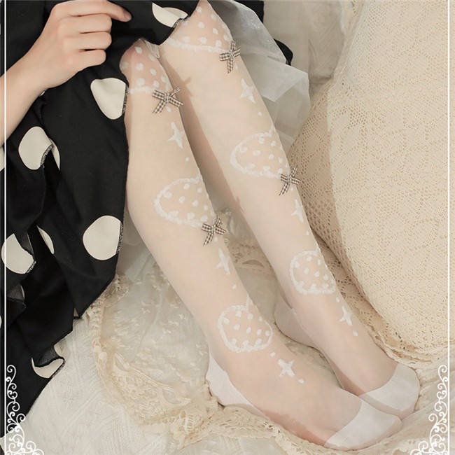 Sweet Heartbeat Glass Silk Lolita Socks