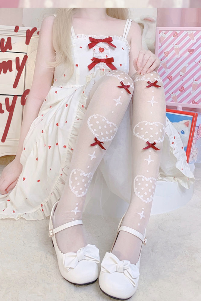 Sweet Heartbeat Glass Silk Lolita Socks