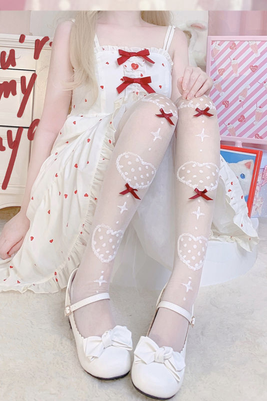 Sweet Heartbeat Glass Silk Lolita Socks