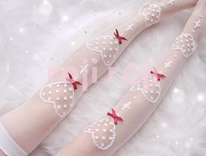 Sweet Heartbeat Glass Silk Lolita Socks