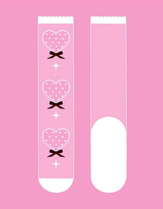 Sweet Heartbeat Glass Silk Lolita Socks
