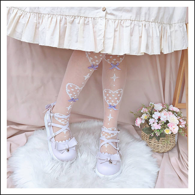 Sweet Heartbeat Glass Silk Lolita Socks