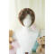 Dark Brown Short Wig with curly bangs