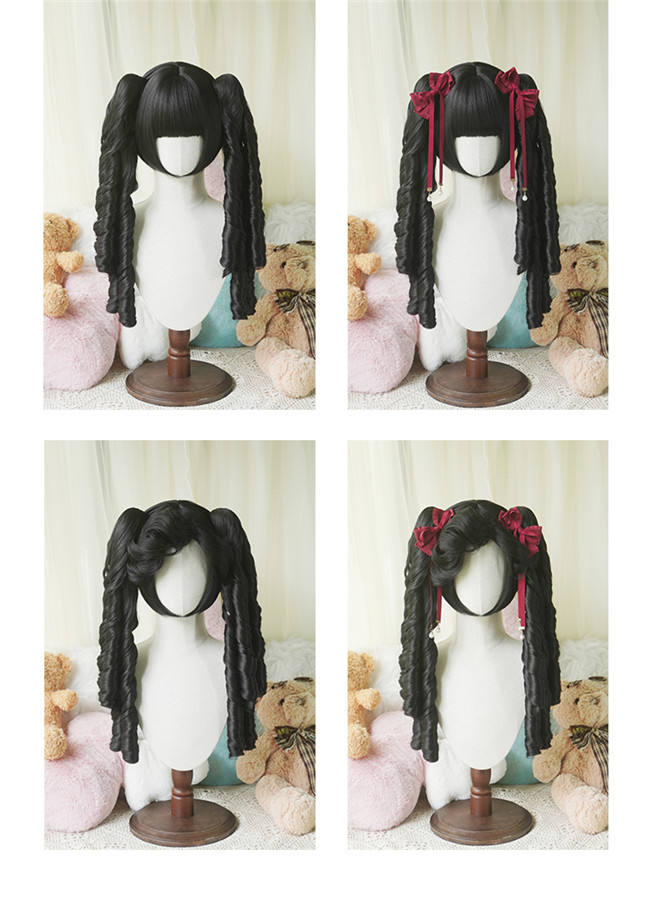 Yuchashui Bobo Short Wigs and Long Roman Curls Ponytail