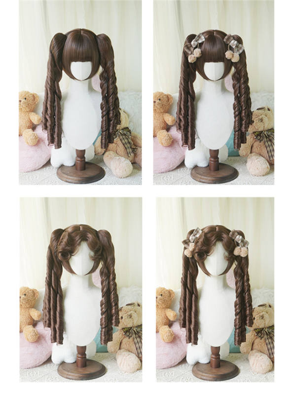Yuchashui Bobo Short Wigs and Long Roman Curls Ponytail