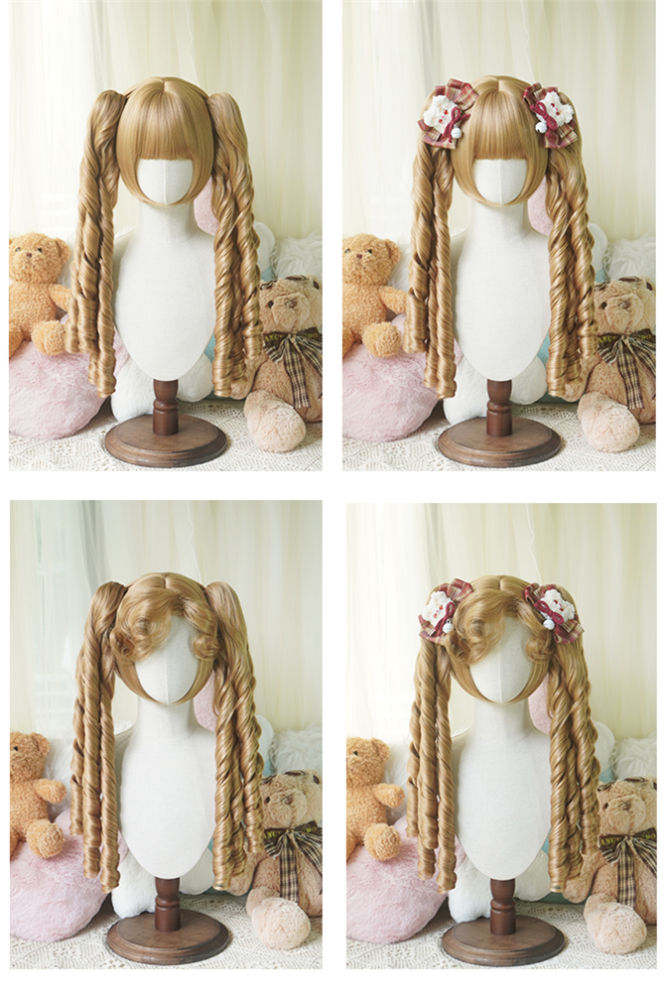 Yuchashui Bobo Short Wigs and Long Roman Curls Ponytail