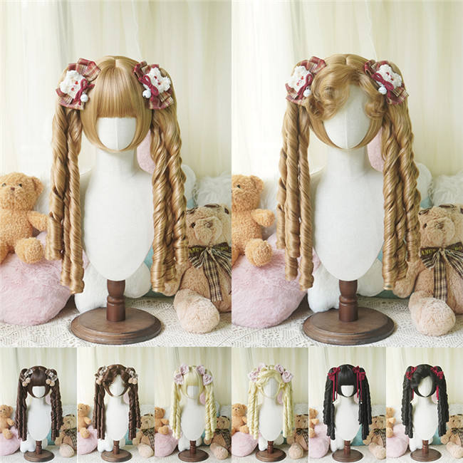 Yuchashui Bobo Short Wigs and Long Roman Curls Ponytail