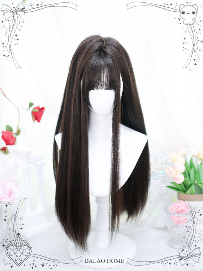 Dalao Home Black Long Straight Lolita Wig