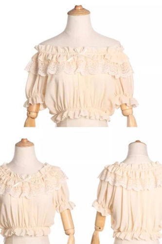 Boat Neck Chiffon Short Lolita Blouse