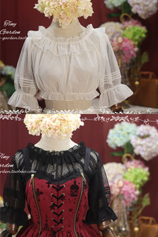 Dots Yarn Ruffles Short Lolita Blouse