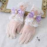 Lace Beadchain Lolita Gloves with Detachable Bows