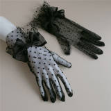 Black White Polka Dots Lace Gloves