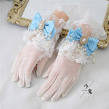 Lace Beadchain Lolita Gloves with Detachable Bows