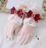 Lace Beadchain Lolita Gloves with Detachable Bows