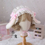 Removable Bunny Ears Lace Lolita Headdress Multiple Wear Ways