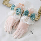 Lace Beadchain Lolita Gloves with Detachable Bows