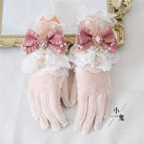 Lace Beadchain Lolita Gloves with Detachable Bows