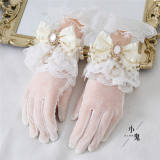 Lace Beadchain Lolita Gloves with Detachable Bows