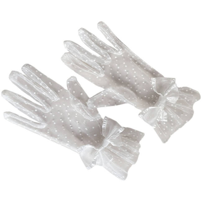 Black White Polka Dots Lace Gloves