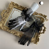 Black White Polka Dots Lace Gloves