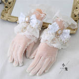 Lace Beadchain Lolita Gloves with Detachable Bows