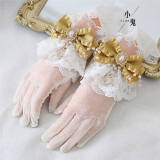 Lace Beadchain Lolita Gloves with Detachable Bows