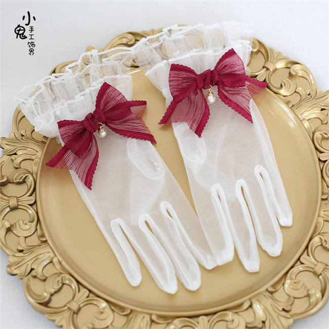 Vintage Bow Lace Lolita Gloves