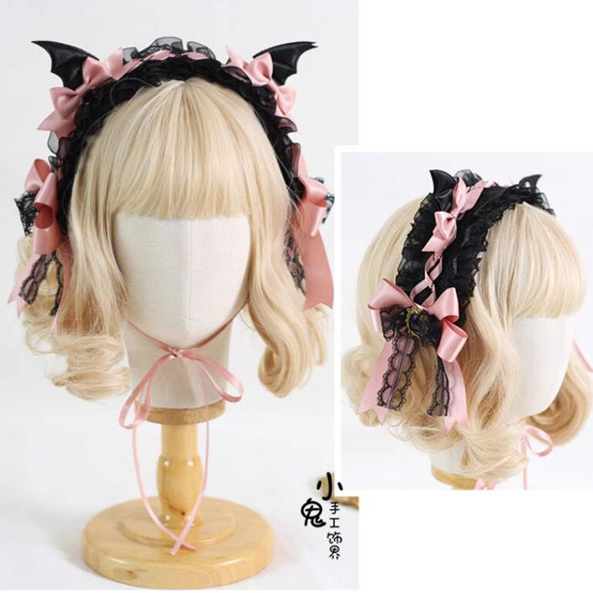 Halloween Gothic Lolita Headdress with Detachable Wings