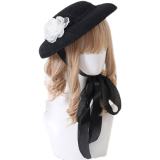 Black White Vintage Elegant Flat Hat