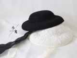 Black White Vintage Elegant Flat Hat