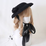 Black White Vintage Elegant Flat Hat