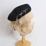 Removable Chain Black Beret