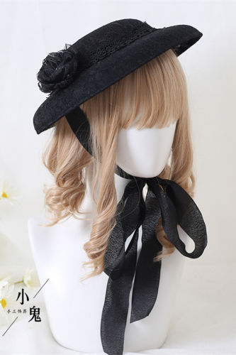 Black White Vintage Elegant Flat Hat