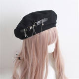 Removable Chain Black Beret