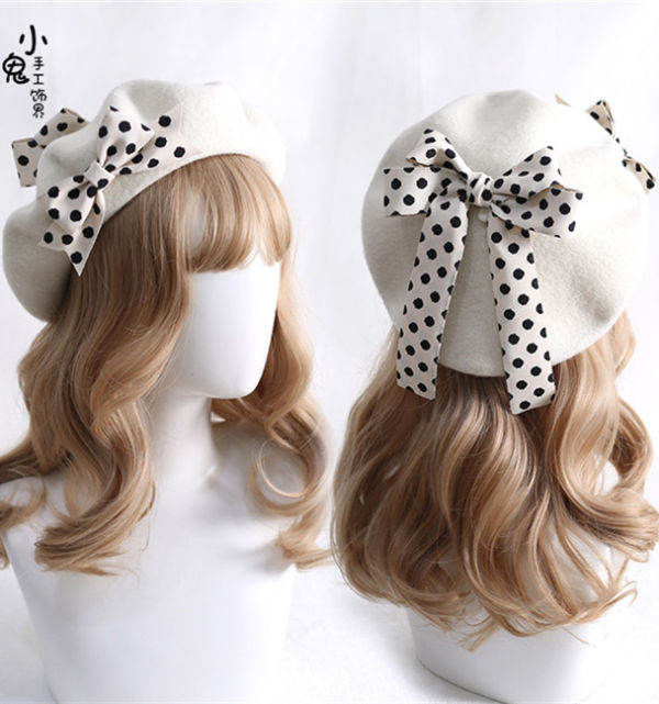 Polka Dots Bow Sweet Lolita Beret