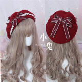 Lace Plaid Bow Sweet Lolita Beret