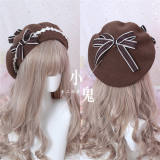 Lace Plaid Bow Sweet Lolita Beret